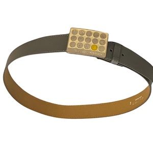 SLIGO leather belt, Luna Sosano, grey with large metal buckle painted, Size L